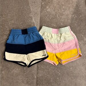 Patagonia Kids Two-Tone Active Shorts — Blue/Black & Pastel Pink/Yellow